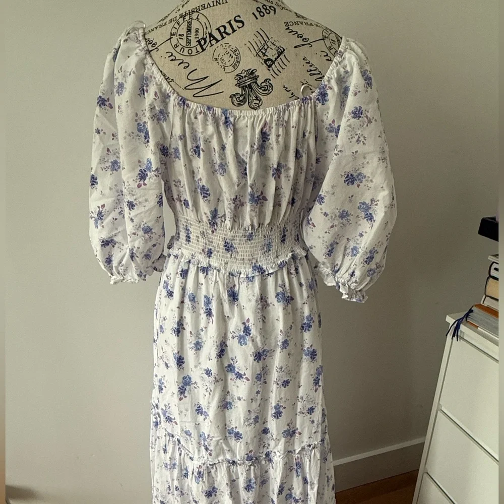 LoveShackFancy Floral White Maxi Dress Cottagecore